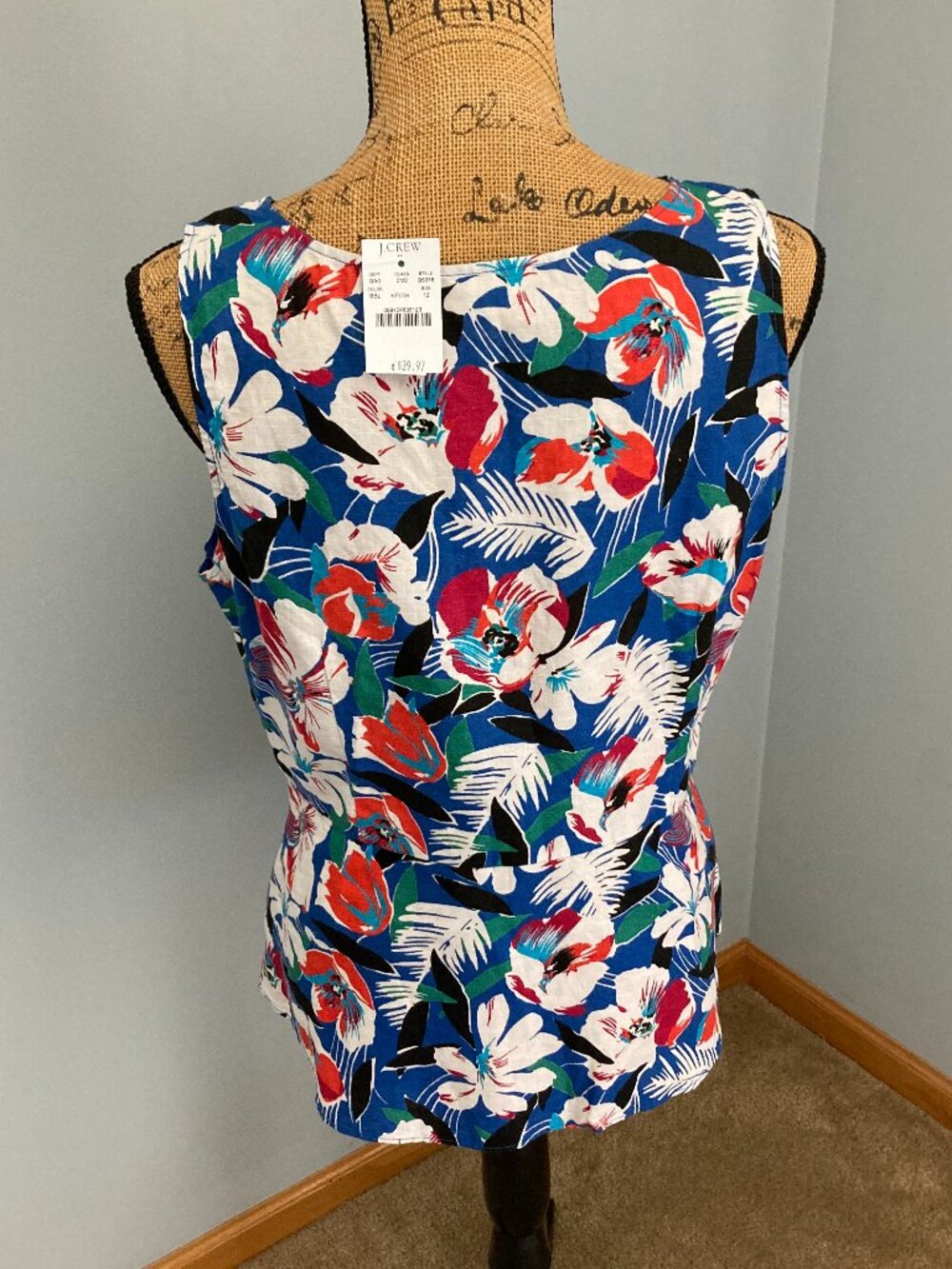 NWT J.Crew Tank Top Women Size 12 Linen/Cotton Blend - Picture 3 of 11